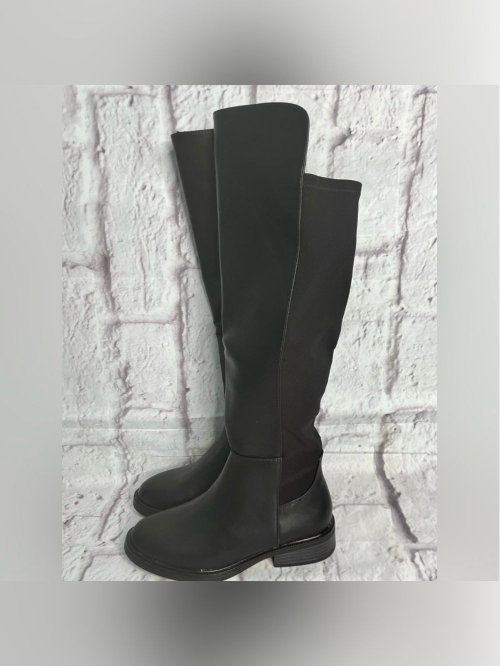A new day Hope black faux leather Knee-High Women's Boots new size 7.5